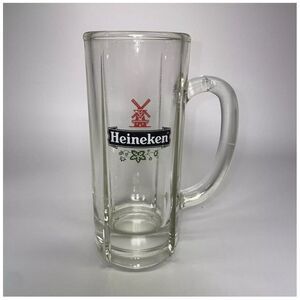 Vintage HEINEKEN Beer Glass Mug 6 1/2" Tall  Windmill Logo Thick Glass